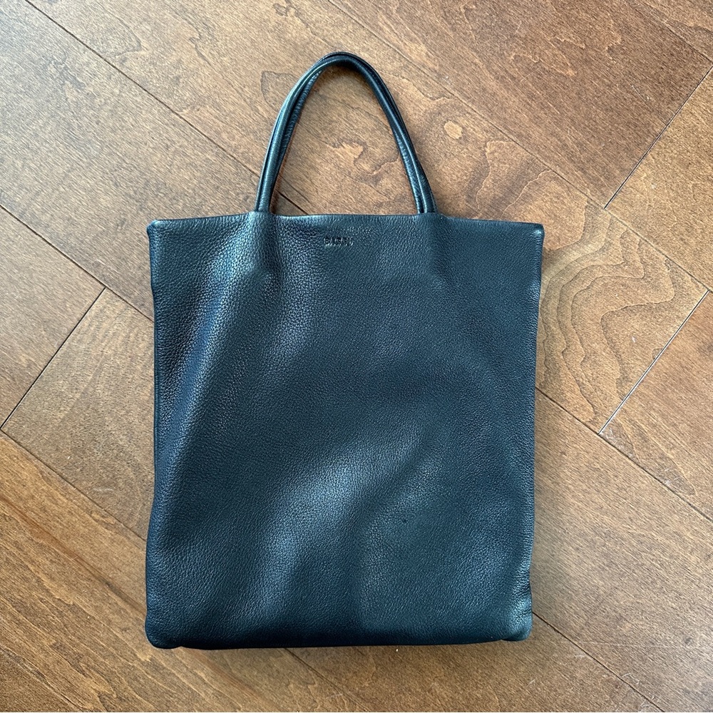 Baggu Black Leather Shopper Tote Bag